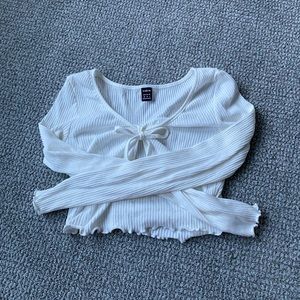 Cropped Ribbed Lettuce Long Sleeve